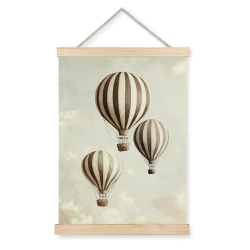 Nipil Vintage hot air balloon Wall Art Decor Poster Hanger Frame