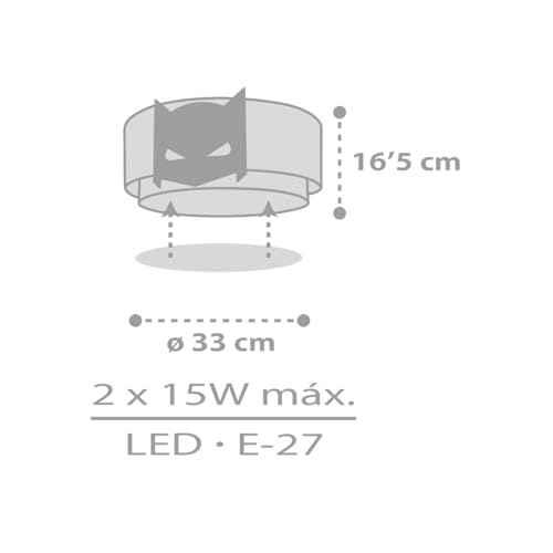 Lámpara plafón infantil de techo Dark Hero Superhéroe con dos luces E27 6
