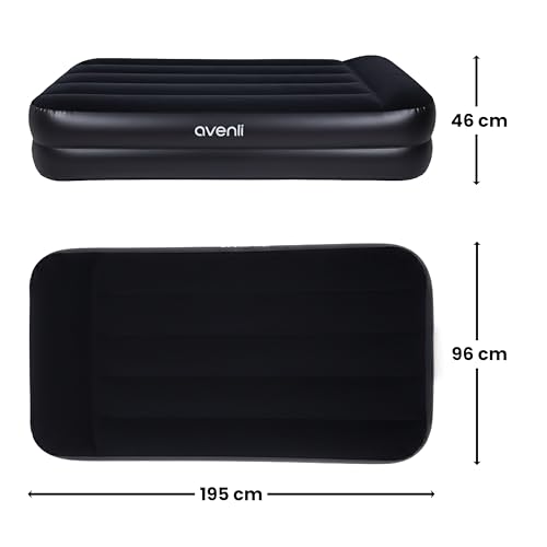 AVENLI Luftmatratze Luftbett selbstaufblasend für 1 Person 195x96x46cm aufblasbare Matratze Gästebett mit integrierter Pumpe extra hohe Liegefläche beflockte Oberfläche für Camping & Zuhause