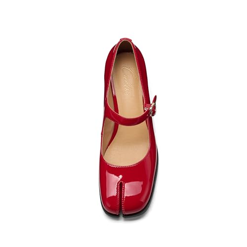 Image of Women Chunky Block High Heels Mary Janes Shoes Split Toe Tabi Shoes Ankle Strap Dress Pumps Shoes