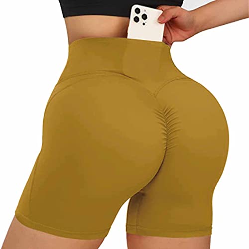 MYNKYLL Novo Crisântemo Feminino Verão Plissado Pêssego Quadril Apertado Cintura Alta Quadril Exercí