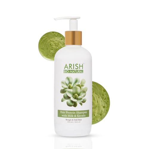 Image of ARISH BIO-NATURAL Hair Protein Shampoo with Milk & Keratin- 300ml | Anti-Frizz, Anti-Hair Fall & Split End Repair | Adds Shine, Volume & Smoothness | Nourishing Daily Shampoo for All Hair Types