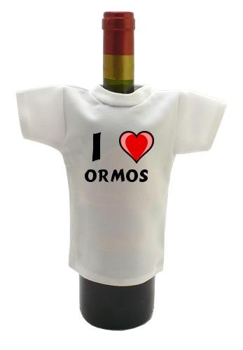 Personalised Wine Bottle T-Shirt with I Love Ormos (first name/surname/nickname)