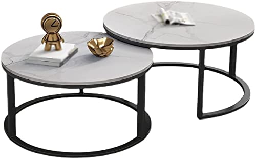 Table basse ronde de salon avec table d'appoint de canapé gigogne noire