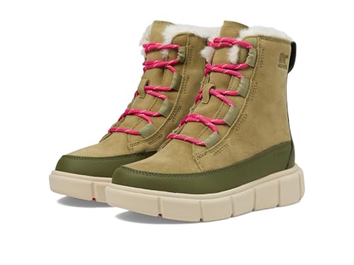 SOREL Children's Explorer lll Lace Waterproof Boot - Savory, Bleached Ceramic - 4