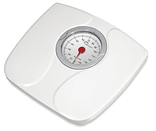 LITTLE BALANCE 8935 Confort 150, Bilancia pesapersone meccanica, Bilancia con schermo XL, Forma compatta, 150 kg, Bianco