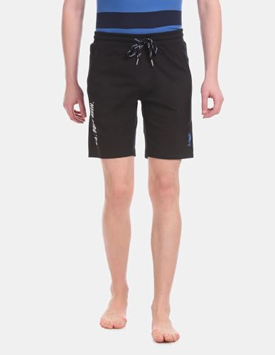 Image of U.S. Polo Assn. Men Black I677 Comfort Fit Solid Cotton Polyester Shorts Pack of 1