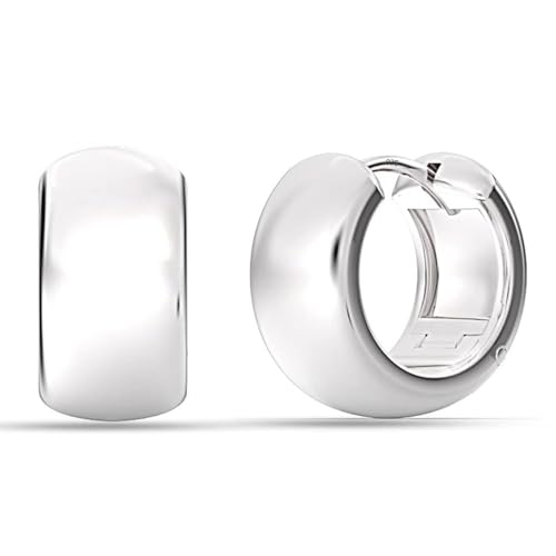 Image of TRUESILVER ACPL 925 Sterling Silver Hoop Earrings | Huggie Hoop Earrings for Women & Men | Classic Everyday Unisex Fashion Jewelry