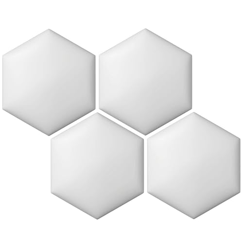 Wzmazingly 3D Upholstered Wall Panels, Pack of 2/3/4, Self Adhesive Decorative Hexagon Anti-Collision Headboard Wall Padding for Kids' Rooms, Living Room(White,30x34.5cm-4pcs)