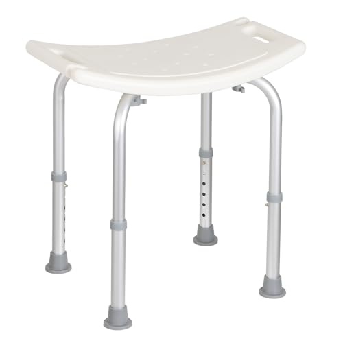 Panana Non-Slip Shower Stool Bath Seat Chair with Aluminium Frame, 6-Level Height Adjustable, Drainage Holes Seat for Elderly, Disabled, Pregnancy, Post Surgery
