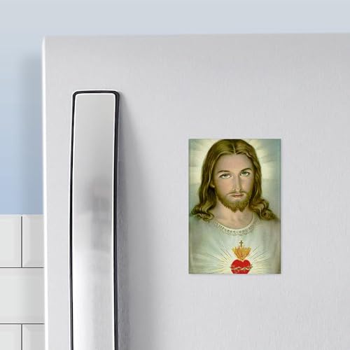 Imán rectangular Jesús con Sagrado Corazón 3x2 pulgadas miniatura 3
