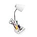 Simple Designs LD1002-WHT Gooseneck Organizer Desk Lamp with iPad Tablet Stand Book Holder, White