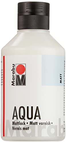 Marabu 11360013000 - Farbloser aqua Mattlack, transparent 250 ml Flasche, matter Acryl-Lack auf Wasserbasis, für Hobby und Freizeit, zum Lackieren vieler Bastelarbeiten und Materialien