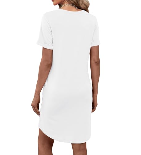 Image of Bluetime Womens T Shirt Dresses Casual 2026 Summer Short Sleeve Loose Vacation Dress with Pockets