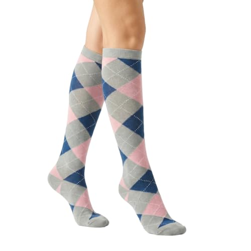 Image of Couver Women's Argyle Knee High Socks - Soft Acrylic Over the Calf Tube Style Socks for Casual Athletic - One Size