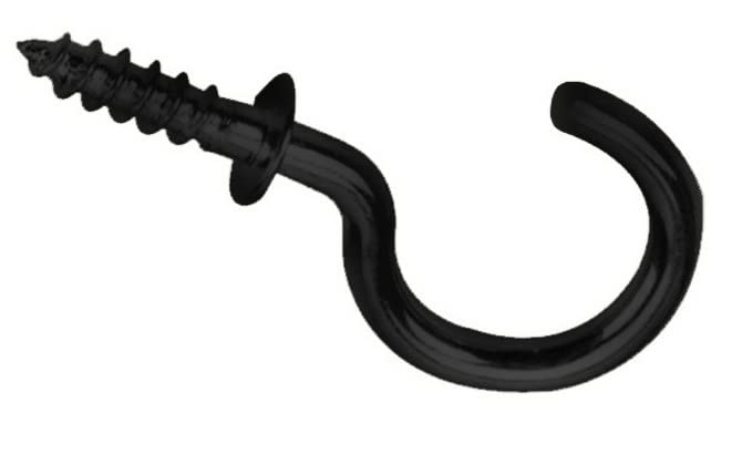 3/4 Cup Hook Black w/Shoulder (100 PER Bag)