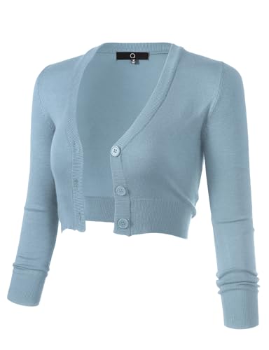 Image of Allsense Women's Cropped Bolero Shrug Cardigan | 3 /4 Sleeve, Button Down, Lightweight Knit Sweater