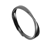 GALPADA Anillo de S925 de Plata Esterlina Diseño Abierto Negro para Hombre Anillo Sencillo de Dedo para Relación a Larga Distancia Obsequio Adecuado para Novios y Parejas
