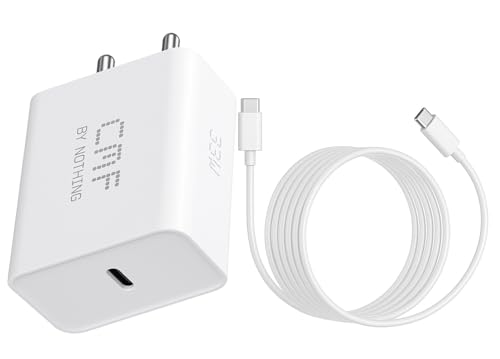 Image of Mudo CMF Original 33W Type-C Power Fast Charger Adapter | Compatible with CMF 1, Nothng 2a Plus, 2a, 2, 1, Google, Samsung, Motorola | Quick Charge 3A Wall Charging for Android (White, with Cable)