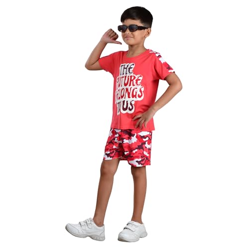 Image of Clothe Funn Boys Printed Cotton Half Sleeves T-Shirt & Shorts Set