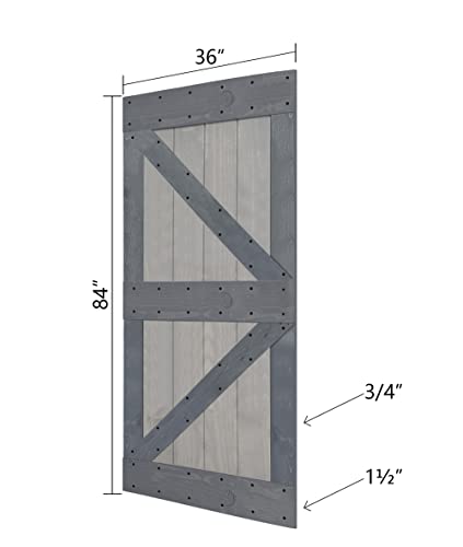 Islife 2 Sets 36In X 84In K Series Diy Knotty Pine Wood Interior Sliding Barn Door With 6Ft Hardware Kit +2Handles(French Gray/Dark Gray, 72In. X 84In.)… #TOP2