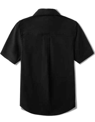 Boys Short Sleeve Dress Shirts Solid Poplin Soft Stretch Fabrics with Two Bow Tie Set2