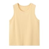 Strick-Tanktop ärmelloses Basic Oberteil atmungsaktiv Bequem Freizeit T-Shirt für Schule Outdoor Alltag 4-12 Jahre (Yellow, 9-10 Years)