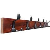 SKOLOO 36-Inch Cherry Wood Coat Rack Wall Mount with 6 Triple Hooks - Ideal for Family Entrances, Classrooms, and Pet Supplies Storage - Perfect Coat Hooks for Wall