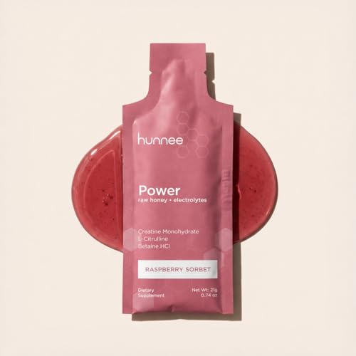 Hunnee Power Raw Honey Electrolytes Supplement, Creatine Gel, 14 Sachets