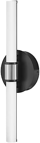 Lark Kai 85600BK-CM Medium LED Bath Bar Vanity Fixture, Mounts Vertical or Horizontal, Etched Opal Cylindrical Shades, Black and Chrome