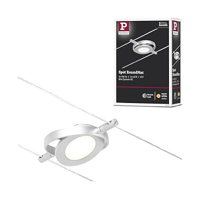 Paulmann 94415 Corduo Système à câble LED Spot RoundMac DC, avec 1 ampoule de 4,5 watts, extensible, chrome mat, câble en métal, 3000 K