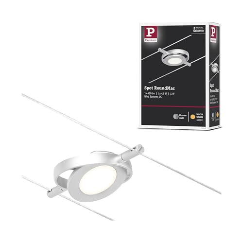Paulmann 94415 CorDuo Sistema de cable LED spot RoundMac DC incl. 1x4,5 vatios extensible cromado mate, cable metálico cromado 3000 K