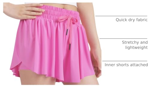 Image of KEREDA Girls Flowy Butterfly Shorts 2-in-1 Kids Preppy Athletic Clothes