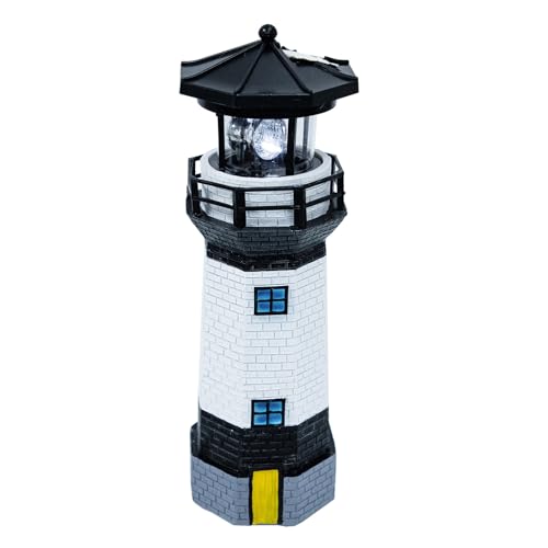BIUDECO Lámpara Solar Giratoria de Resina para Jardín Lámpara LED Decorativa Exterior en Estilo Americano Luz Solar para Patio y Césped Adorno Resistente para Exteriores Negro y