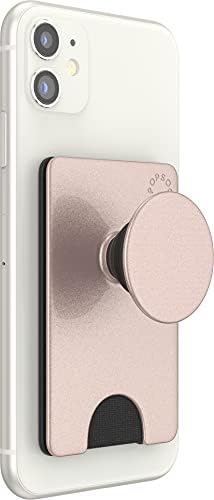 PopSockets PopWallet+ with Integrated Swappable PopTop for Smartphones and Tablets - Shimmer Rose Gold