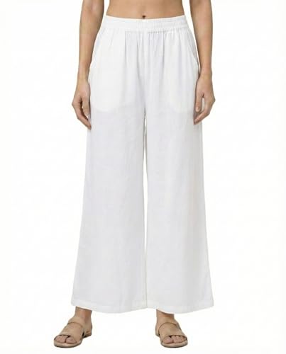 Image of Women Plazzo | Rayon Wide Leg for Women | Elastic Waist Flared Palazo Trousers | Comfortable Casual & Ethnic Wear Palazzo Pants
