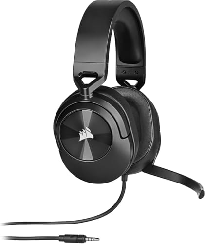 Corsair HS55 Surround spelheadset (öronmusslor i konstläder av minnesskum, Dolby Audio 7.1 surroundljud på PC och Mac, rundstrålande mikrofon, kompatibilitet med flera plattform) svart