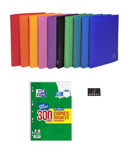Classeur souple A4 maxi 4 anneaux Blumie avec 300 copies doubles Seyes et index