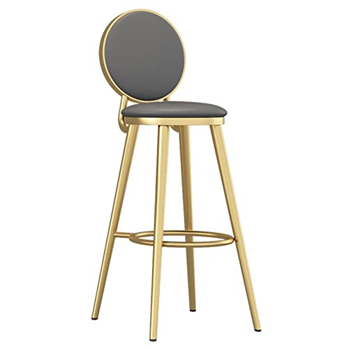 Taburete de bar para encimera de cocina, 1 pieza de piel sintética suave, silla de bar, patas de metal dorado, taburete alto con respaldo y reposapiés