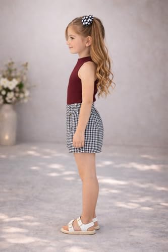 Image of Girl's Solid Cotton Blend Style Top and Shorts Set