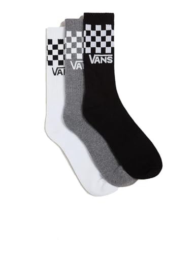 Vans Off The Wall Classic Crew - Confezione da 3 paia di calzini a quadri, taglia 38, colore: Nero, Nero , Taglia unica