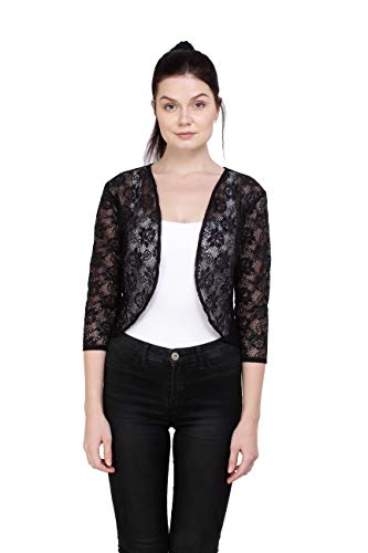 Floral Lace Net Open Front Crop Shrug 