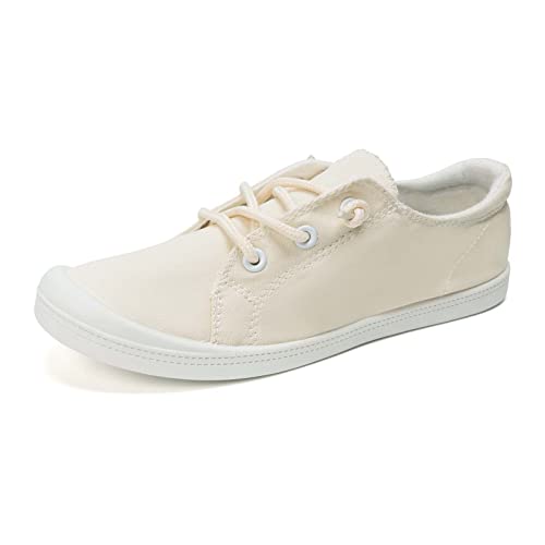 Image of FUNKYMONKEY Slip-On Canvas Sneakers for Women, Comfortable Lightweight Lace-Up Flat Casual Tennis Shoes Breathable Walking Shoes for Everyday Wear