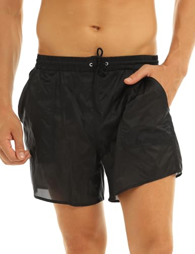 Moily Men's See Through Swim Trunks Beach Shorts Underpant Drawstring Boxer Briefs with Pocket4