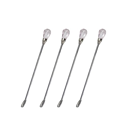 Pastlla 4pcs Stainless Steel & Acrylic Wax Stirrer Mixing Spoons, Crystal Shape - Pink