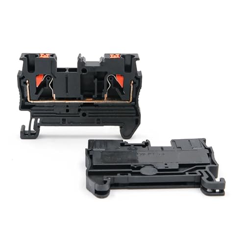 10Pcs Spring Terminal Block DIN Rail 2.5mm PT2.5 Compact PA66 Screwless Connector for Industrial Automation & Electrical Wiring(PT-2.5-10 PCS-Black)