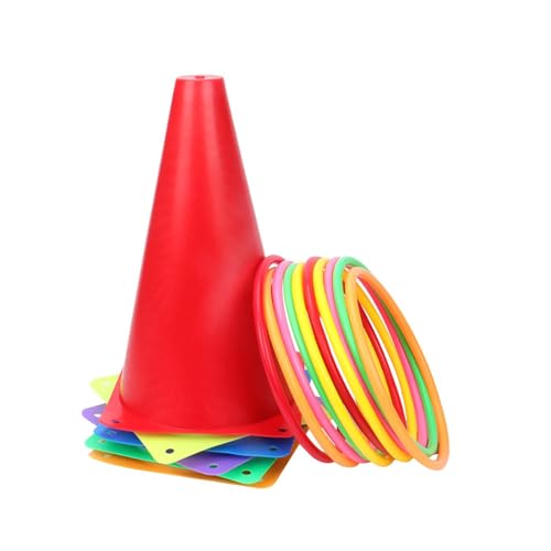 KIXZSAZ Wurfspiel mit Ringen und Hütchen – Set für Outdoor Sportaktivitäten und Jahrmarktspaß – Geeignet für Kinder und Erwachsene – Set mit farbigen Hütchen und