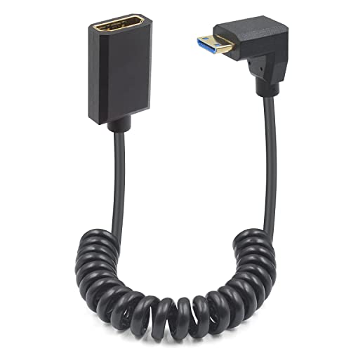 Duttek 90 Degree Mini HDMI to HDMI Coiled Cable