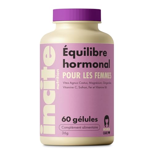 Incite Nutrition Complexe Équilibre Hormonal Femme. 60 Capsules. Supplément Vitex Agnus Castus avec Gingembre et Safran. Soutien SPM et Ménopause. Convient aux Végétariennes