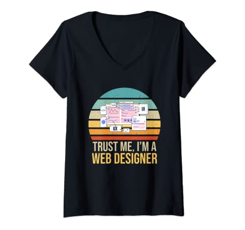Mujer Funny Trust Me, Soy un diseñador web retro vintage Camiseta Cuello V